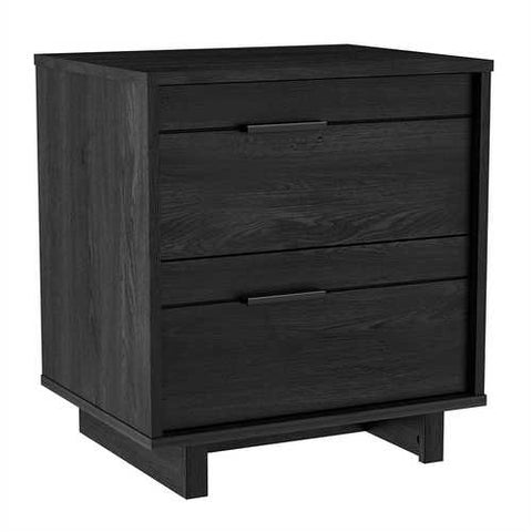 Image of Modern Bedroom Nightstand in Grey Black Wood Finish