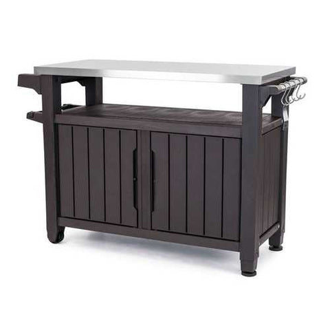 Image of Outdoor Grill Party Caster Bar Serving Cart with Storage Dark Brown