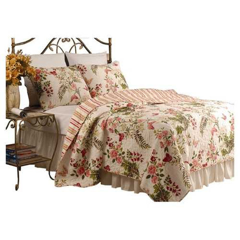 Image of Full / Queen size Piece 100% Cotton Quilt Set Crimson Clover Floral