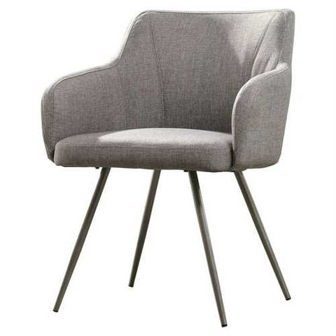 Image of Gray Upholstered Mid-Century Polyester Low Back Armchair Steel Legs