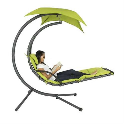 Image of Lime Green Single Person Sturdy Modern Chaise Lounger Hammock Chair Porch Swing