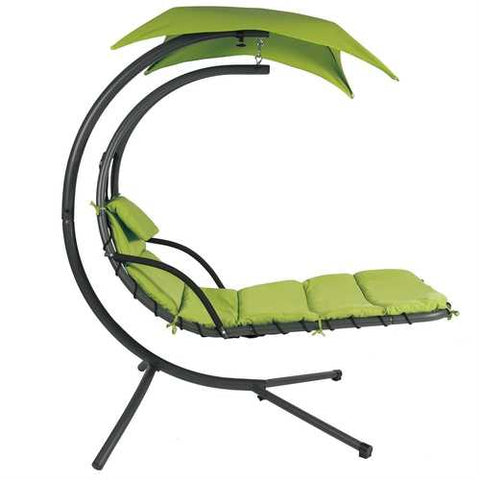 Image of Lime Green Single Person Sturdy Modern Chaise Lounger Hammock Chair Porch Swing