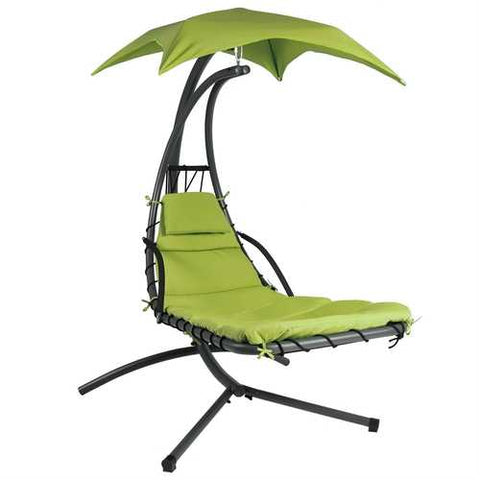 Image of Lime Green Single Person Sturdy Modern Chaise Lounger Hammock Chair Porch Swing