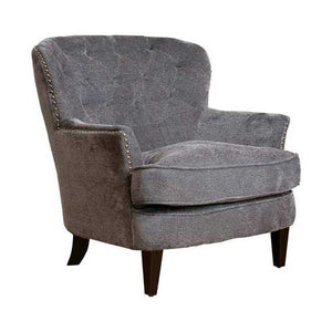 Dark Gray Mid-Century Tufted Upholstered 100% Linen Armchair