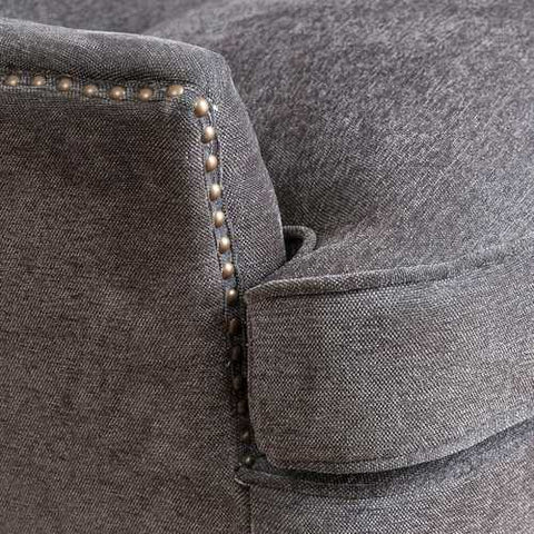 Image of Dark Gray Mid-Century Tufted Upholstered 100% Linen Armchair