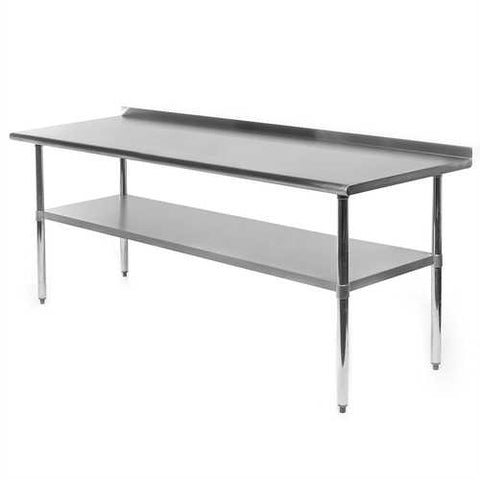 Image of Stainless Steel 72 x 30 inch Kitchen Restaurant Prep Work Table with Backsplash