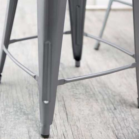 Image of Set of 2 - Modern 30-inch Steel Bar Stools in Gun Metal Finish