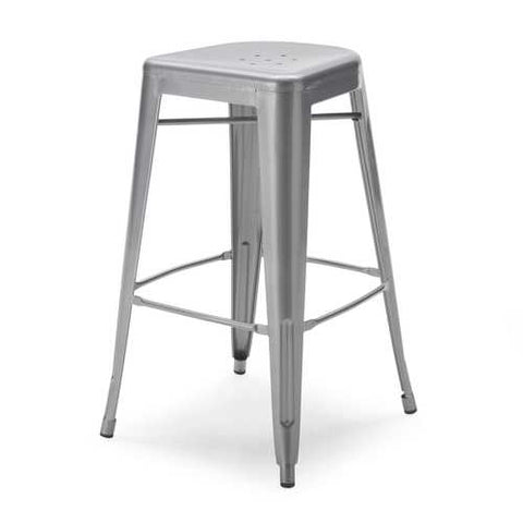 Image of Set of 2 - Modern 30-inch Steel Bar Stools in Gun Metal Finish