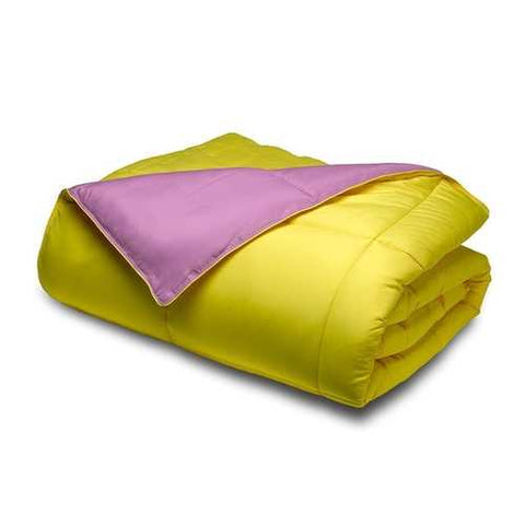 Image of Twin/Twin XL size 2-Piece Purple/Yellow Microfiber Comforter Set with 1 Sham