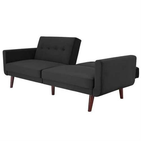 Image of Grey Velvet Upholstered Sleeper Sofa Bed Mid-Century Modern Style