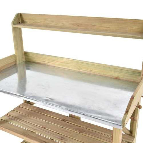 Image of Outdoor Garden Workstation Potting Bench with Metal Top