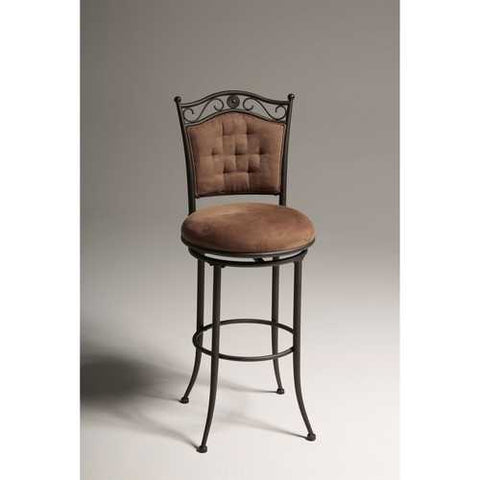 Image of Metal 30-inch Barstool with Brown Microfiber Swivel Seat