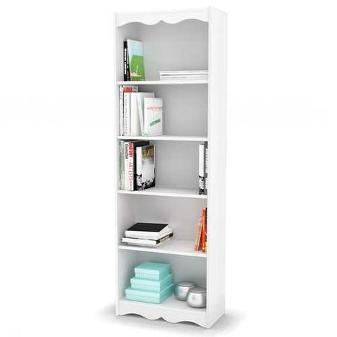 Image of White 72-inch High Bookcase with Soft Arches and 5 Shelves