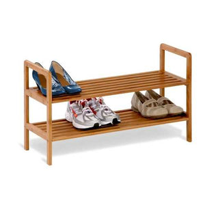 2-Tier Bamboo Shoe Shelf Rack - Holds 6 to 8 Pairs of Shoes