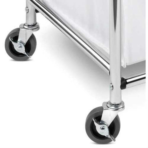 Image of Heavy Duty Commercial Grade Laundry Sorter Hamper Cart in White Chrome