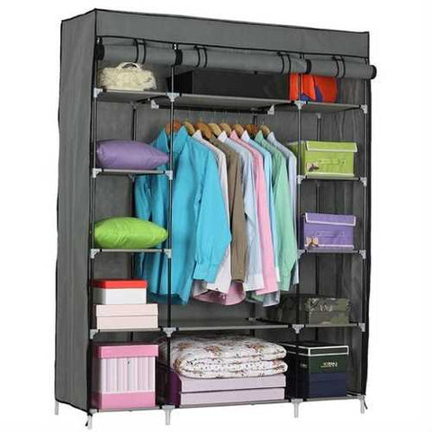 Image of Grey 52-inch Portable Closet Wardrobe Shelving Unit