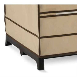 Khaki Double Door Wardrobe Portable Clothes Closet with Shoe Storage