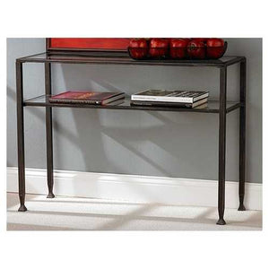 Metal Glass Top Sofa Table Occasional Console Table with Shelf