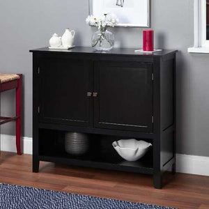 Wooden Buffet Sideboard Cabinet in Black Wood Finish