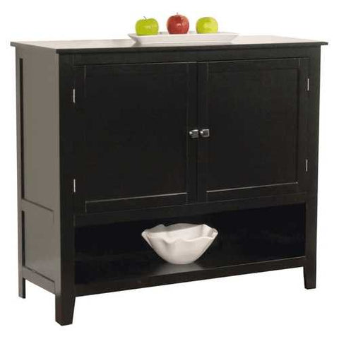 Image of Wooden Buffet Sideboard Cabinet in Black Wood Finish