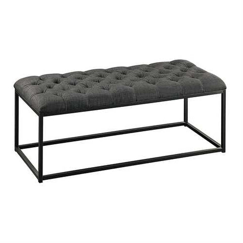 Image of Grey Fabric Padded Button-Tufted Ottoman Footrest Bench