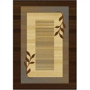 Royalty Collection Brown/Blue Modern Area Rug with Vine Leaves Design