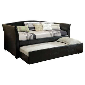 Twin size Modern Black  Faux Leather Daybed with Trundle