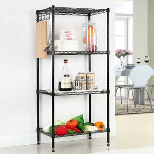 Black Metal 4-Shelf Wire Storage Rack Shelving Unit