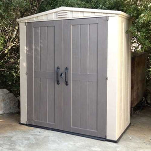 Outdoor 3 x 6-ft Storage Shed in Taupe Brown Polypropylene