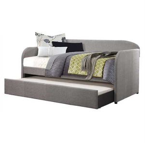 Twin Modern Grey Fabric Upholstered Daybed with Trundle