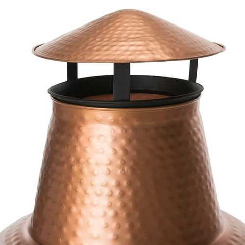 Image of Hammered Copper and Iron Chiminea Fire Pit with Stand