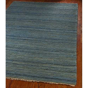 Hand-knotted All-Natural Oceans Blue Hemp Rug (5' x 8')