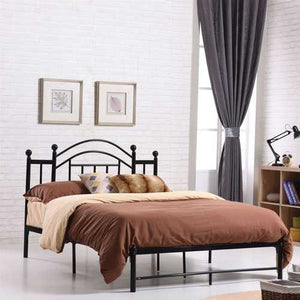 Queen size Black Metal Platform Bed Frame with Arch Style Headboard