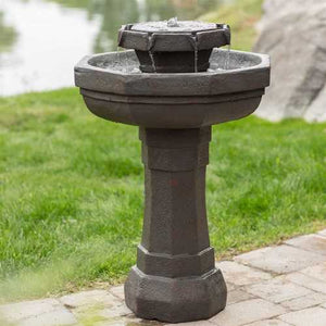 Hexagon Outdoor Water Fountain Bird Bath with Solar Pump