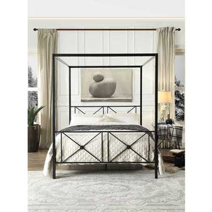 Queen size Vintage Style Black Metal Canopy Bed Frame