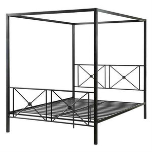 Queen size Vintage Style Black Metal Canopy Bed Frame