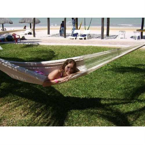 Image of 13-FT Long Handmade Yucatan Style Hammock in Natural Beige Color