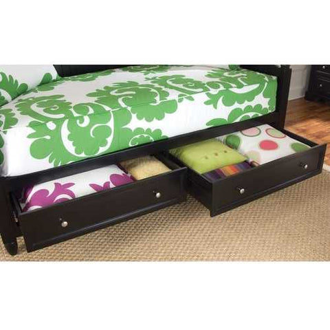 Image of Twin size Black Wood Contemporary Daybed with Storage Drawers