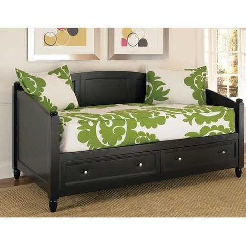 Image of Twin size Black Wood Contemporary Daybed with Storage Drawers