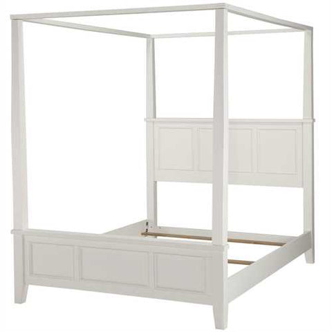 Image of Queen size Canopy Bed in Contemporary White Wood Finish