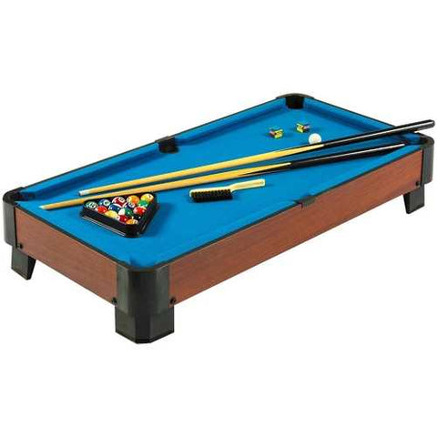 Image of 40-inch Pool Table with Blue Felt Surface 2 Cues and Billiard Balls