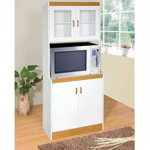 Image of Tall Kitchen Storage Cabinet Cupboard with Microwave Space