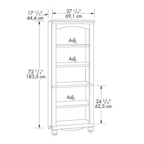 Image of Elegant Display Shelf Bookcase with 5 Shelves in Antique White Wood Finish