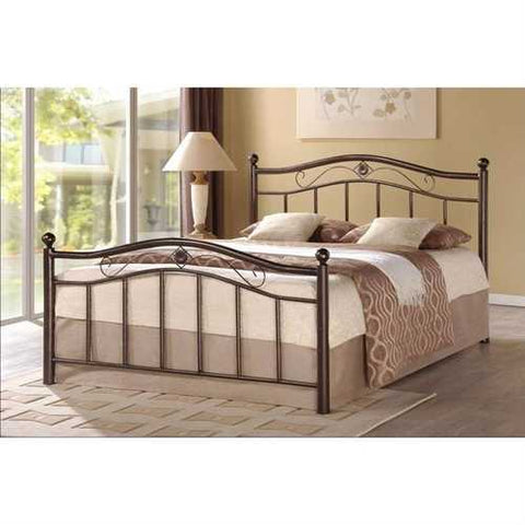 Image of Twin Metal Platform Bed with Headboard & Footboard in Brushed Bronze