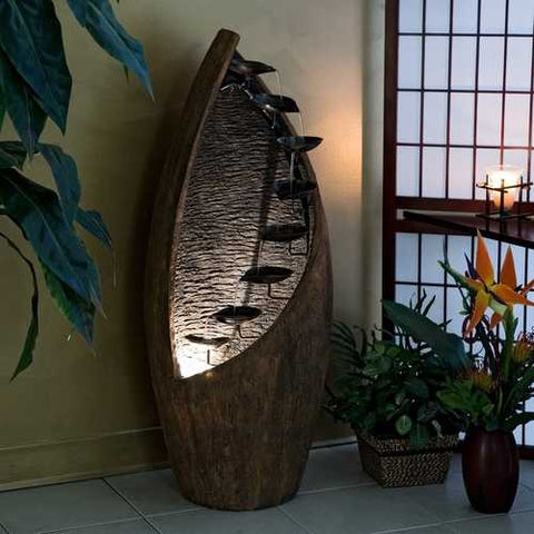 Image of Indoor / Outdoor Cascading Trickling Fountain with Light - Water Recirculates