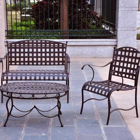 Image of 3-Piece Wrought Iron Patio Furniture Lounge Seating Group Set