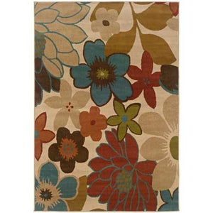 Ivory Multicolored Floral Design Area Rug (5' x 7'6)