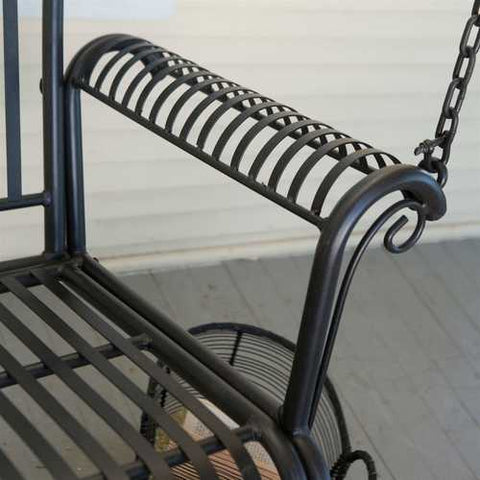 Image of Wrought Iron Outdoor Patio 4-Ft Porch Swing in Black