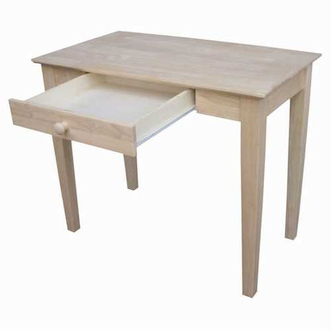 Image of Solid Unfinished Wood Laptop Desk Writing Table with Drawer