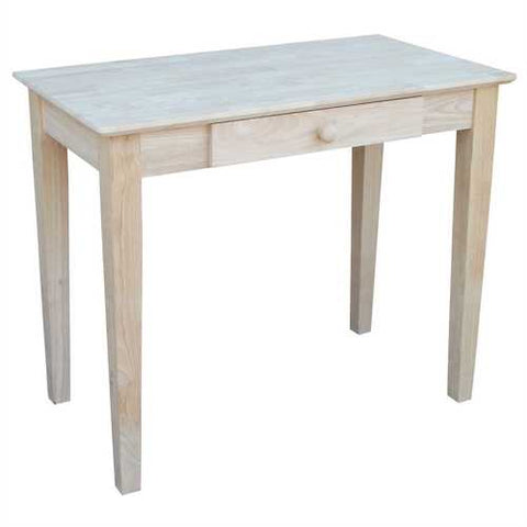 Image of Solid Unfinished Wood Laptop Desk Writing Table with Drawer